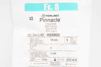 Terumo RSS803 Pinnacle Introducer Sheath 8Fr x 0.038inch x 10cm (x)